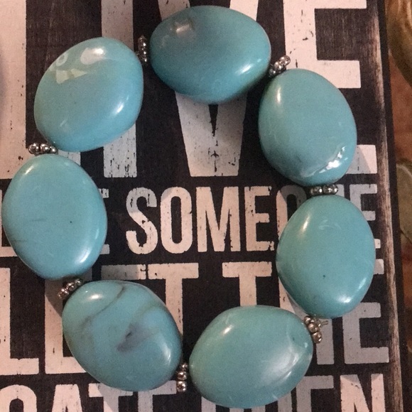 Bold Chunky Faux Turquoise Bracelet Quality! - Picture 2 of 6